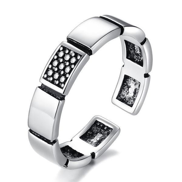 

s925 silver antique band rings square adjustable women jewelry