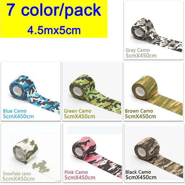 

7pcs/pack elastic bandage roll self adhesive relief sports running knee recovery gym fitness protector wrap tape elbow & pads, Black;gray