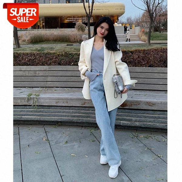 

net red young girl group style korean light blue jeans #e45c, Black;white