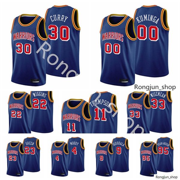 

75th anniversary jerseys stephen 30 curry basketball 00 jonathan kuminga klay 11 thompson 3 poole draymond 23 green 2 mannion 95 toscano-and, Black;red
