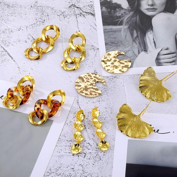 

dangle & chandelier iparam bohemia vintage gold metal leaf big drop earrings 2021 fashion women geometric brincos jewelry wholesale, Silver