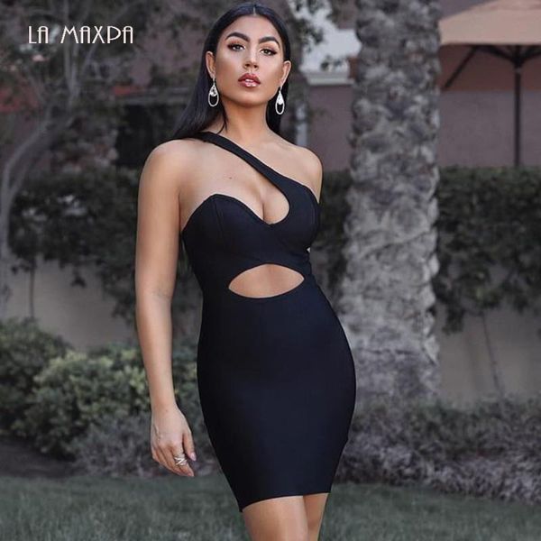 

casual dresses 2021 women's summer hollow wrapped chest shoulder bandage bodycon sleeveless dress celebrity party club fashion, Black;gray