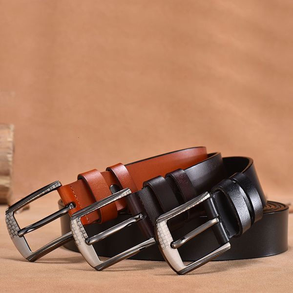 

men's double-layer leather belt is fashionable with new needle buckle, Black;brown