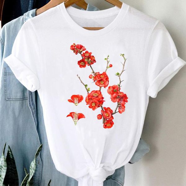 

women's t-shirt t-shirts women mujer camisetas lady print female tee floral cartoon trend valentine clothes graphic tshirt top, White