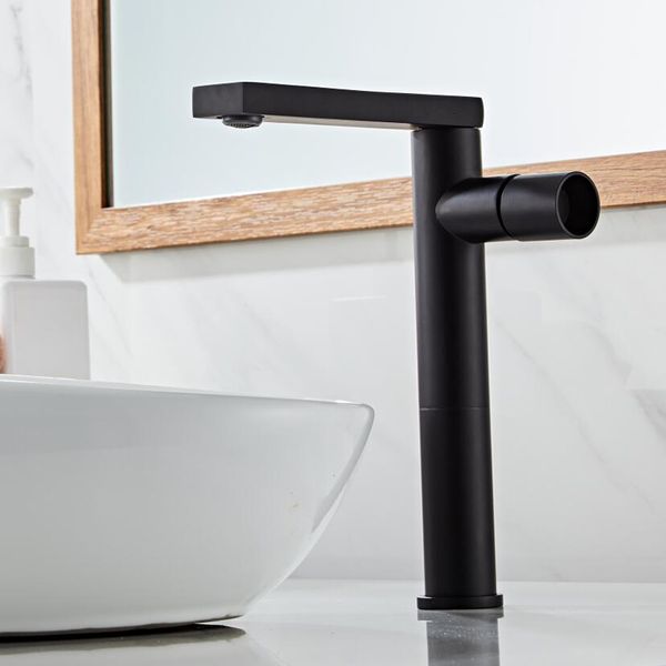 

bathroom sink faucets black polished deck mount basin mixer tap single hole handle modern & cold water civ0