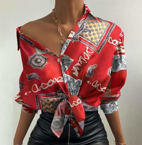 

women's blouses & shirts personality trend versatile retro long sleeve single breasted shirt spring summer fashion digital printing lan, White