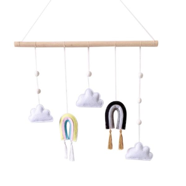 

nordic style felt clouds shape wall hanging ornament wooden stick tassel pendant kids room decor pography props decorative objects & figurin