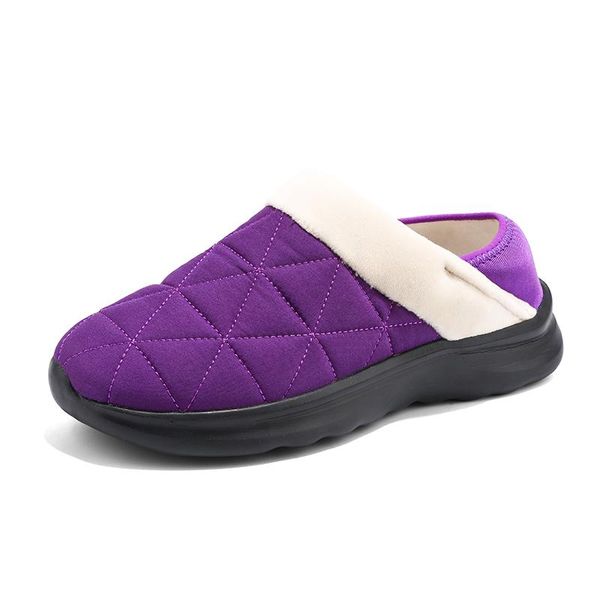 

slippers velvet waterproof anti-slip female winter warm lady slides bedroom shoes house men indoor carton floor, Black