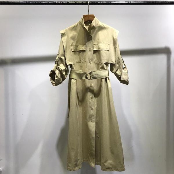 

casual dresses b00956550 women classic single breasted trench dress, Black;gray