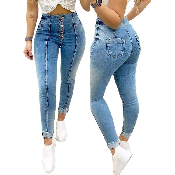 

jeans 2021 women's high waist, Blue