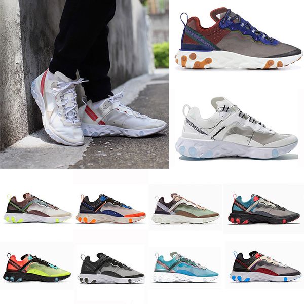 

2021 fashion epic react vision element 55 87 mens womens running shoes pn dust triple black white outdoor sports trainers sneakers