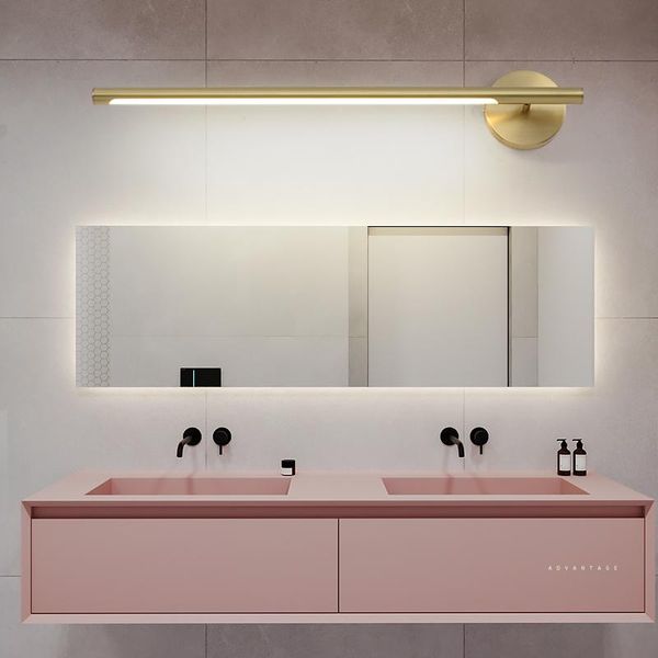 

wall lamp modern minimalist led mirror light for home bathroom washroom ac220v copper waterproof vanity golden long strip