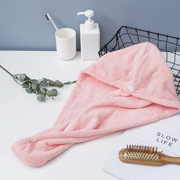 

shower caps microfiber bath towel wrap quick drying cap hat soft water absorbent hair with button for women