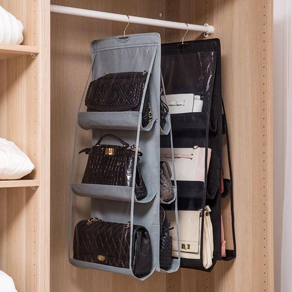 

grid wall-mounted bag storage double-sided wardrobe hanging dustproof boxes & bins