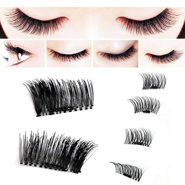 

false eyelashes 4pcs/set double magnetic maquiagem lashes long makeup 3d kit