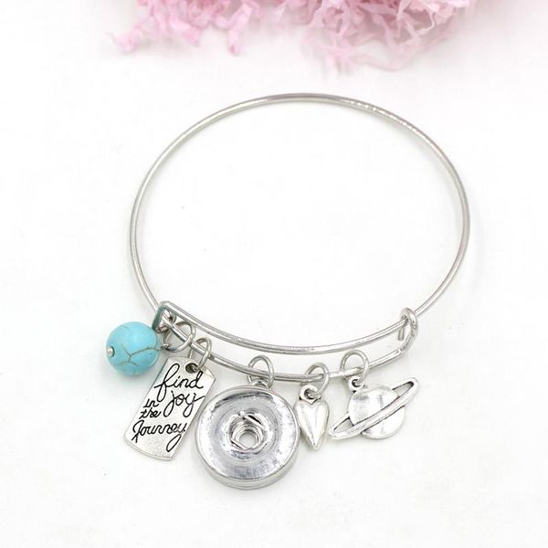 

charm bracelets 10pc arrival women liobonar snap buttons jewelry find joy in the journey bangle travel bracelet gift pulsera, Golden;silver