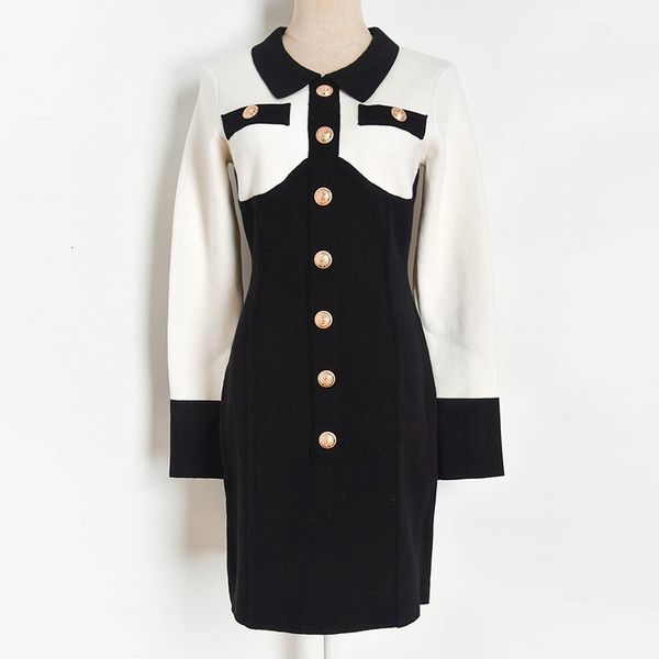

dress white black sweater women winter thick long sleeve dresses lapel single breasted elegant mini, Black;gray