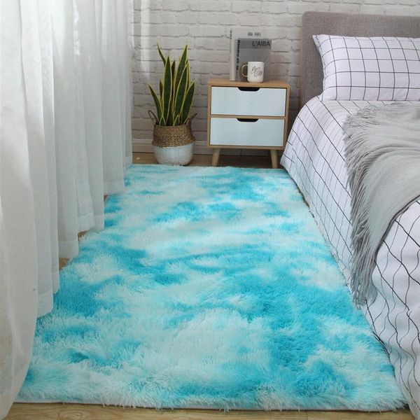

carpets promotion luxury rectangle soft fluffy area rug blue carpet 3cm long hair solid mat decor room home corridor kids