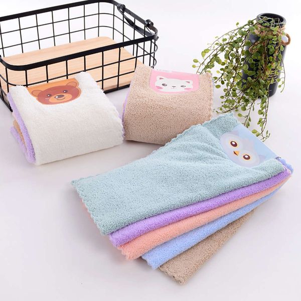 

coral velvet square towel 25 * 25 cartoon children's soft water absorbing car cleaning rag activity gift labor protection, White
