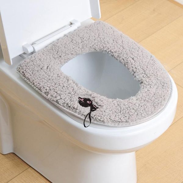 

sticky button cartoon accessories mat pad cushion thickened washable soft cute embroidered bathroom toilet seat cover home decor covers