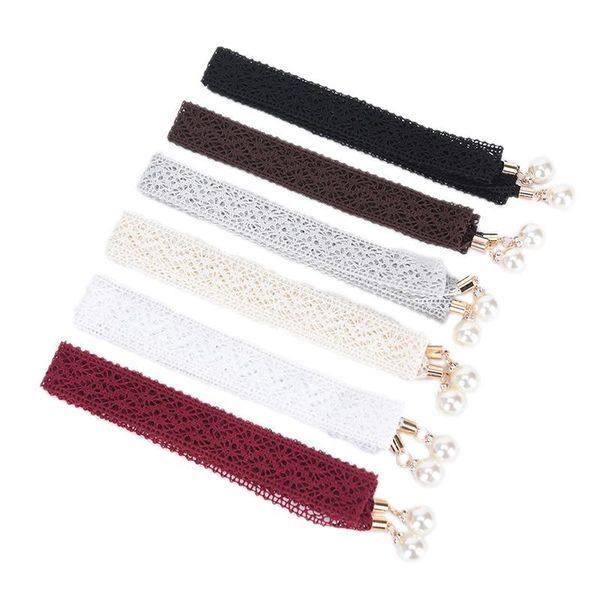 

lace hollow girdle pearl belt rope dresses tassel waistband belts, Black;brown