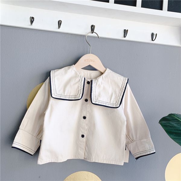 

new 2021 spring korean style long sleeve baby girls shirts crew neck kids clothes casual toddlers children shirts, White;black