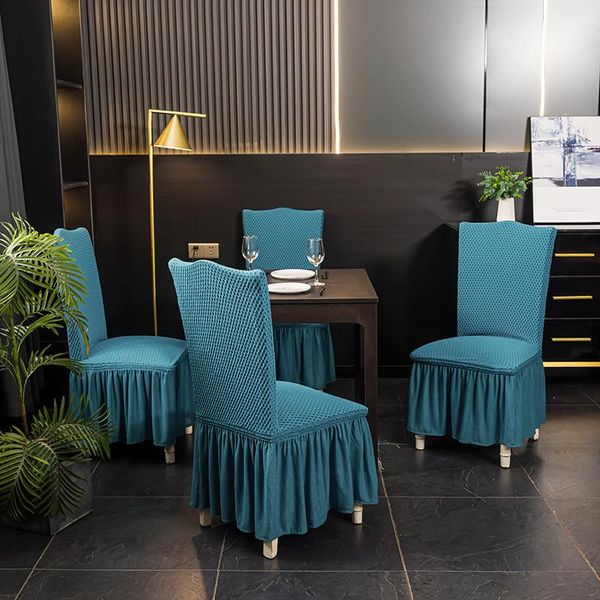 

chair covers luxury skirt style jacquard seat cover with back spandex slipcover kitchen for home banquet wedding dining