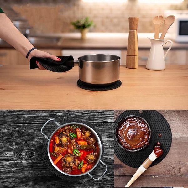 

mats & pads 6 pcs silicone pot holders heat-resistant trivets doubles as jar opener gripper firm grip drip collection mat