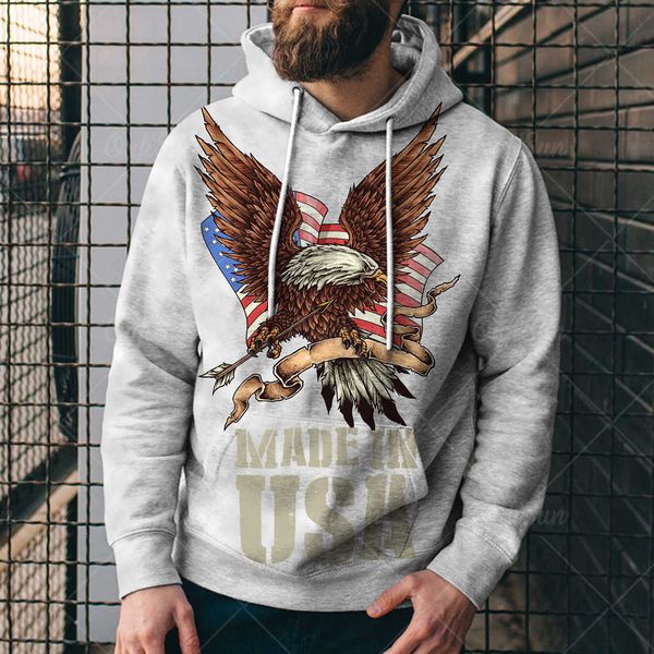 

spring and autumn street hip hop new popular american flag printed men's sweater trend pullover hoodiebv0g, Black