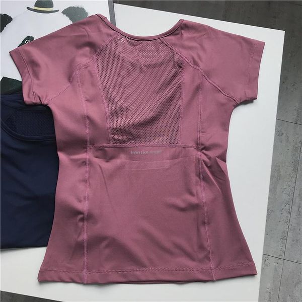 

yoga outfit women quick dry sports t shirt fitness short sleeve crop to gym running jerseys femme workout clothing