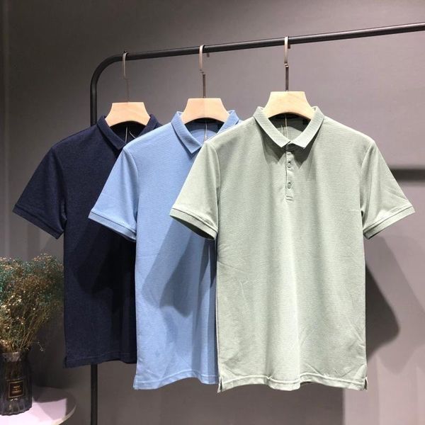 

men's polos 2021 summer men 's fashion casual slim shirt short sleeve solid color breathable business, White;black