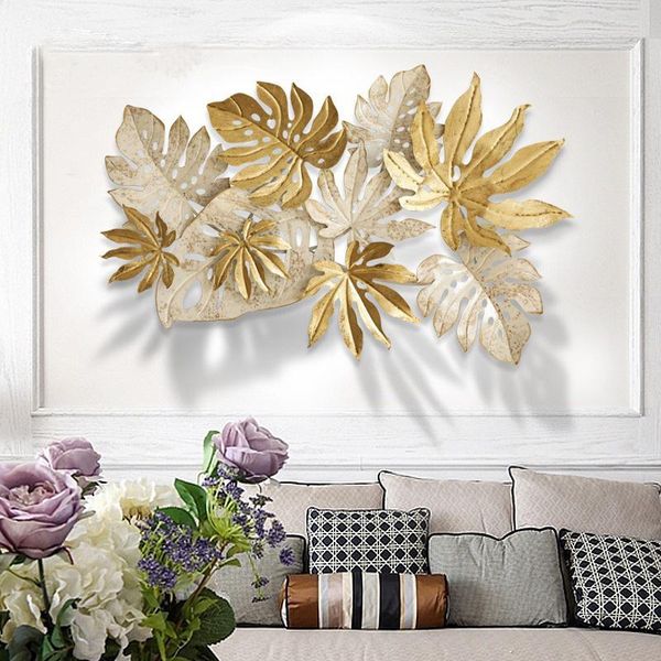 

decorative objects & figurines european simple wall decoration living room three-dimensional iron to do old gold leaf pendants