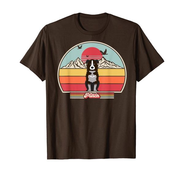 

border collie shirt. retro style t-shirt, White;black