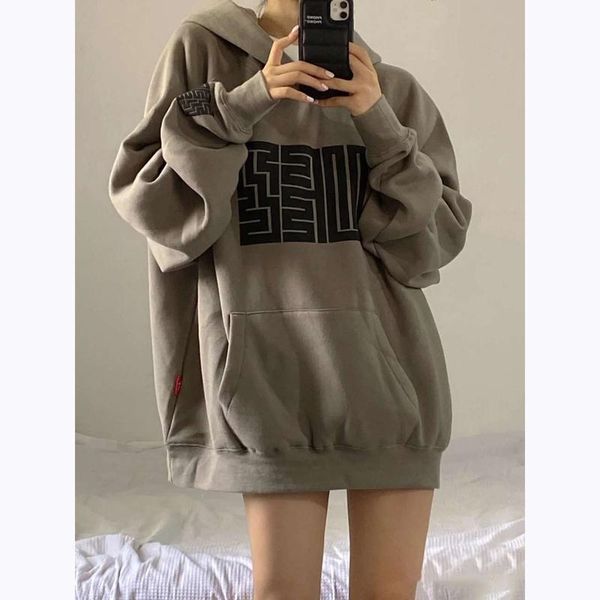 

women's hoodies & sweatshirts oversized women clothing polyester blouses bottoming long sleeve loose pocket sweatshirt girl casual pul, Black