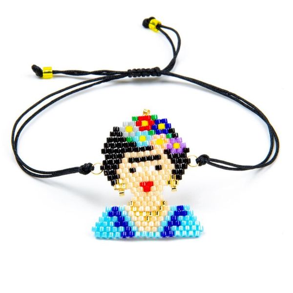 

mexican simple women's bracelet knitted by hand with rice beads link, chain, Black