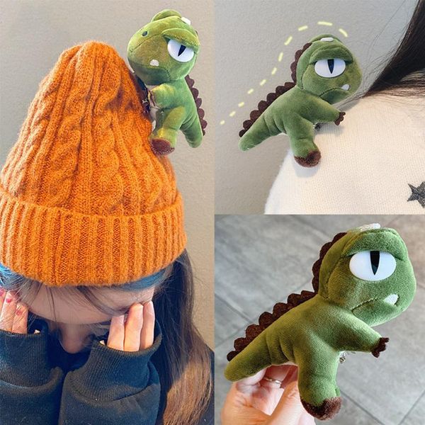 

pins, brooches 1pc cute plush dinosaur squirrel carrot brooch charms cartoon animal badges pin coat bag accessories for women men kids, Gray