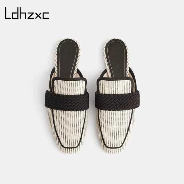 

sandals ldhzxc 2021 summer fashion ladies slide flat wome pearl slippers shoes outside women big size 401, Black
