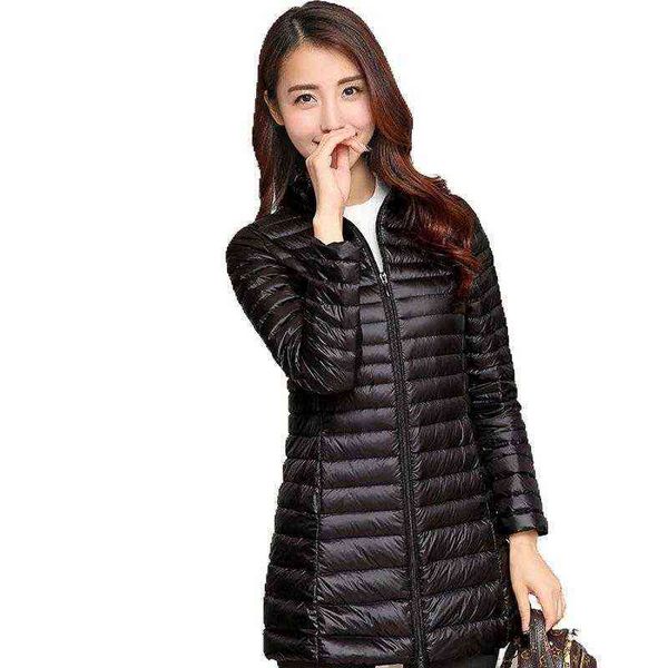 

2021 autumn and winter korean lightweight down et women's medium long st collar large size fashion slim trend, Black