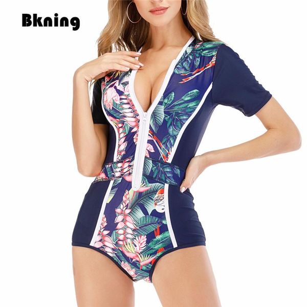 

rushguard swimsuit one-piece suits women swimming suit sleeve 2021 zipper surfing maillot de bain femme une piece plus size xxl