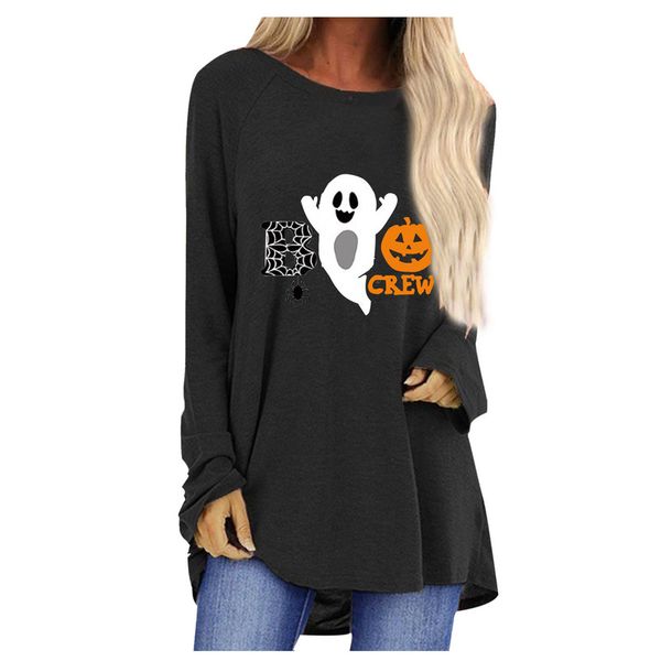 

halloween autumn/winter women's ghost pattern multicolor holiday long sleeve t-shirt round neck print comfortable loose party holiday s, White