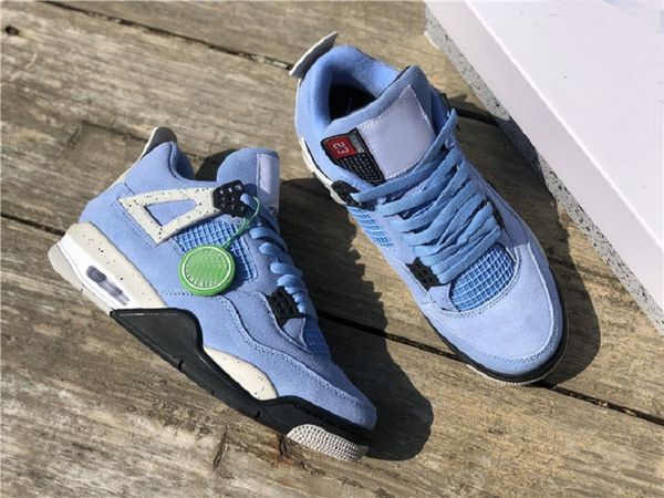 

202 1released 4 se university blue mens basketball shoes 4s suede tech grey outdoor sports sneakers ct8527-400 with original box