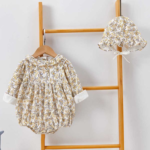 

spring autumn printing long sleeves and hat baby girl newborn rompers clothes 0-2yrs black friday 9euy, Blue