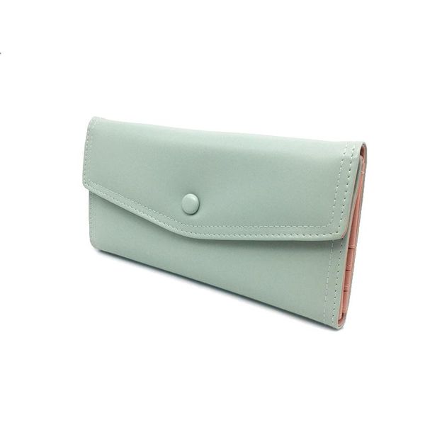 

wallets 2021 fashion envelope women wallet 3 fold solid color long leather casual ladies cash purse carteira, Red;black