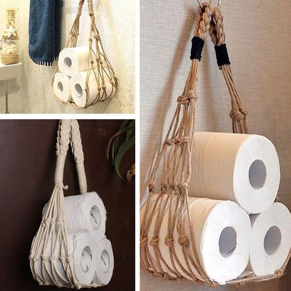 

toilet paper holders nordic style hanging cotton rope roll holder magazine home el storage pocket rack space-saving durable