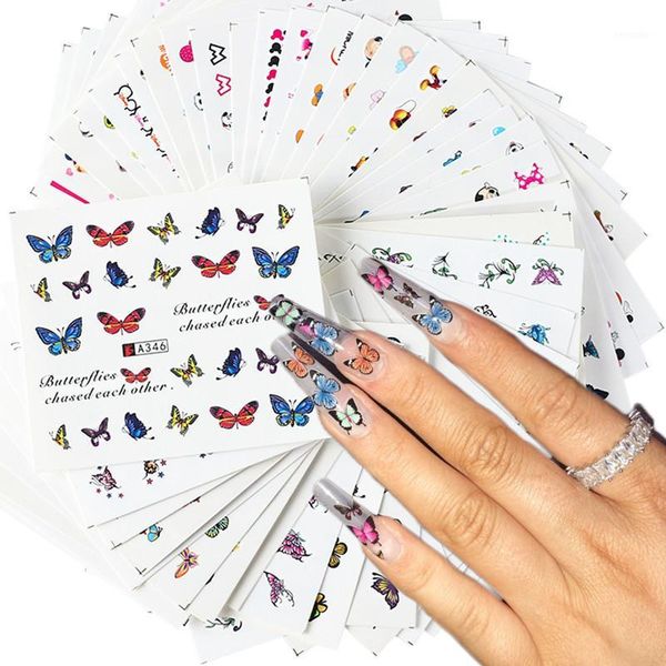 

pcs 2021 48 different butterfly design manicure stickers 3d stickers1, Black