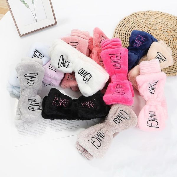 

letter coral fleece wash face bow hairbands for women girls headbands headwear hair bands turban accessories1