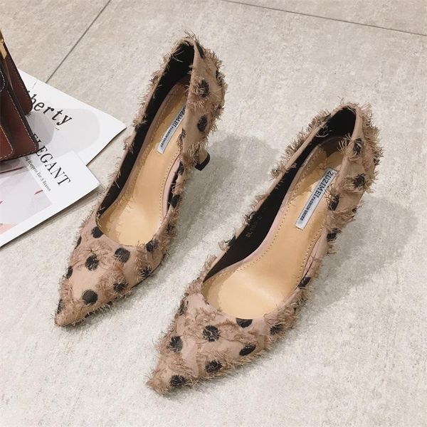 

dress shoes women 2021 spring pumps shallow mouth casual heels latest sandals ladies lace-up all-match slip on pointed wedge tassel br, Black