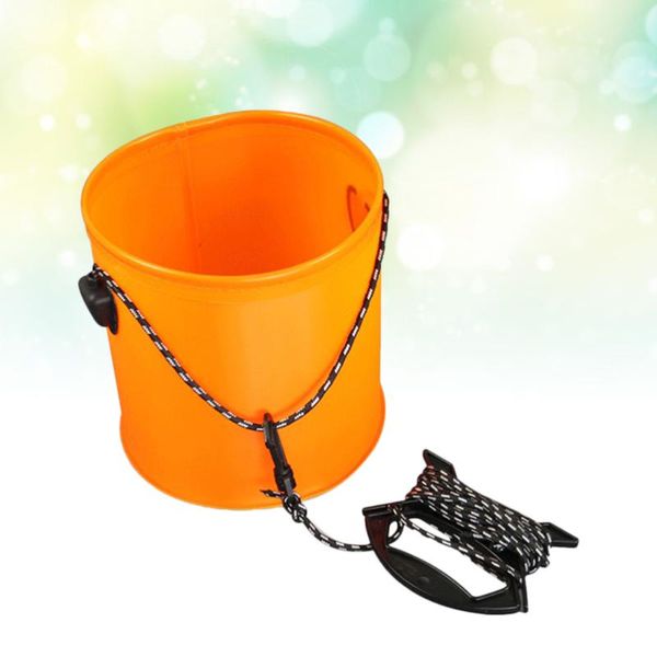 

folding fish eva fishing bucket water storage container outdoor supply with rope hooks