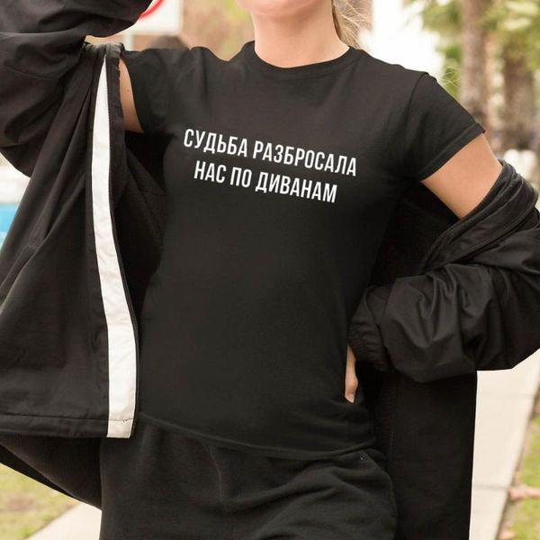 

women's t-shirt fate scattered russian letter print female shirt summer short sleeve tee funny t-shirts arrival t, White