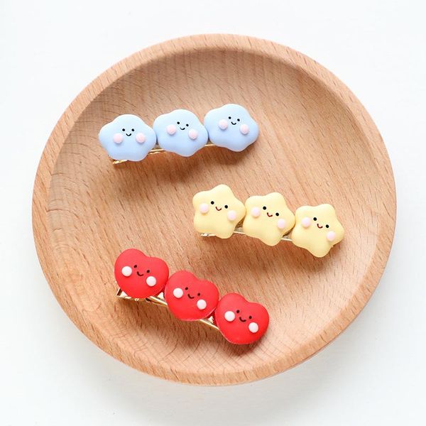

hair accessories simple cute blue red acrylic star love cloud hairpin matte smooth irregular geometric duckbill clip for women gifts jewelry, Slivery;white
